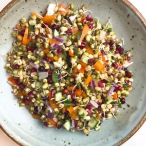 healthy Green gram sprouts apple salad