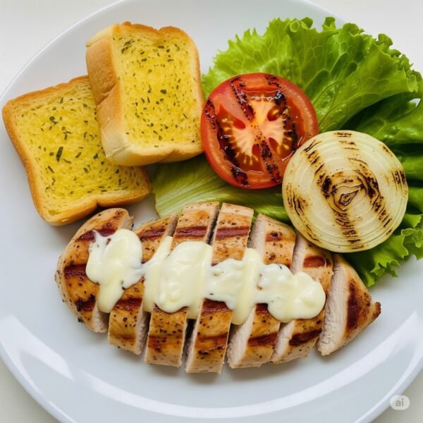 Cheese chicken salad & garlic bread